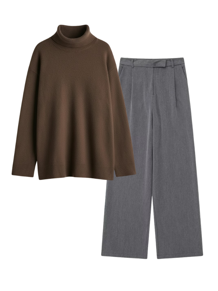 Caliah Casual - Women's Wool Jumper & Trousers Set