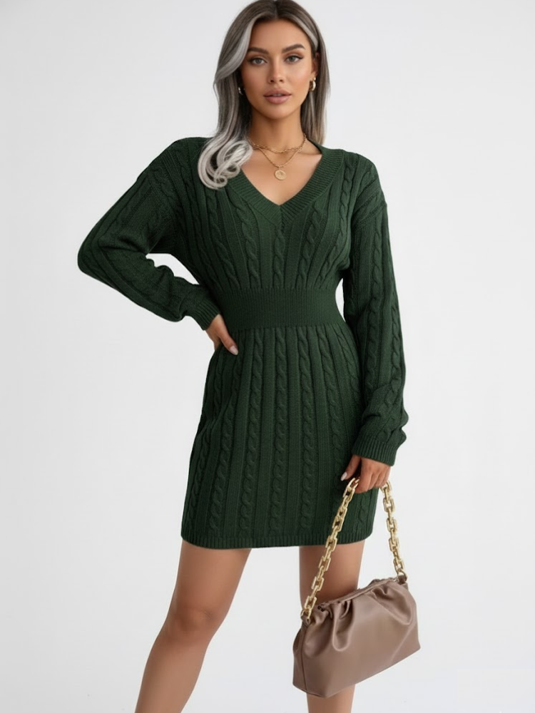 Caliah - Women's V-Neck Sweater Dress