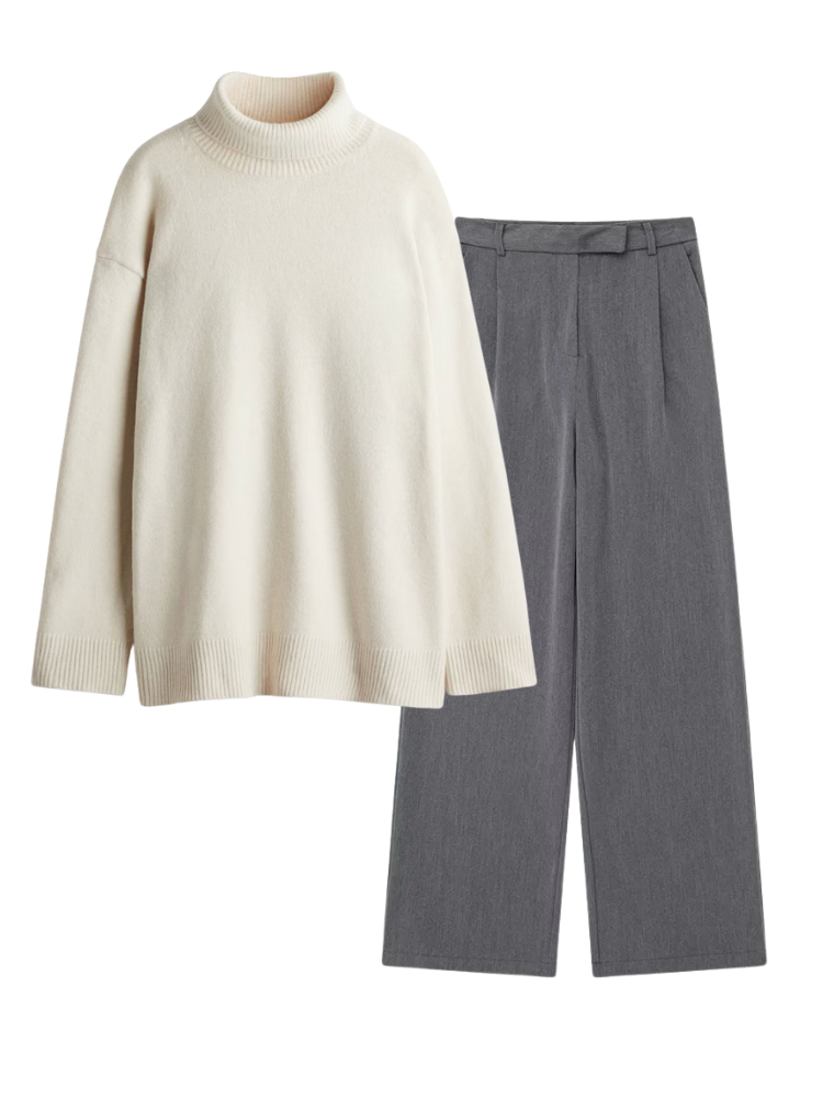 Caliah Casual - Women's Wool Jumper & Trousers Set