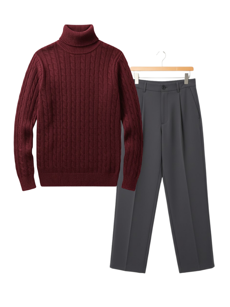 Caliah Classic – Winter Turtleneck Sweater & Trousers Set