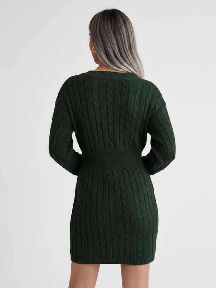 Caliah - Women's V-Neck Sweater Dress