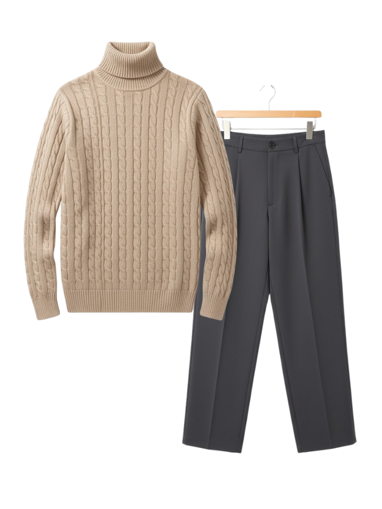Caliah Classic – Winter Turtleneck Sweater & Trousers Set