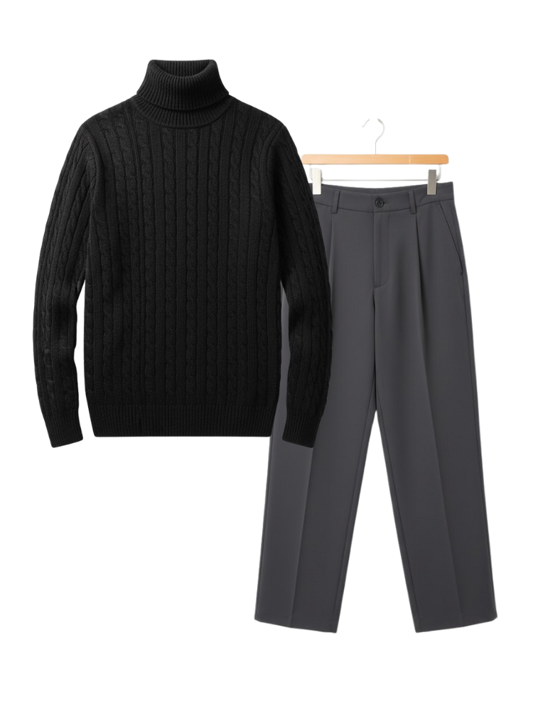 Caliah Classic – Winter Turtleneck Sweater & Trousers Set