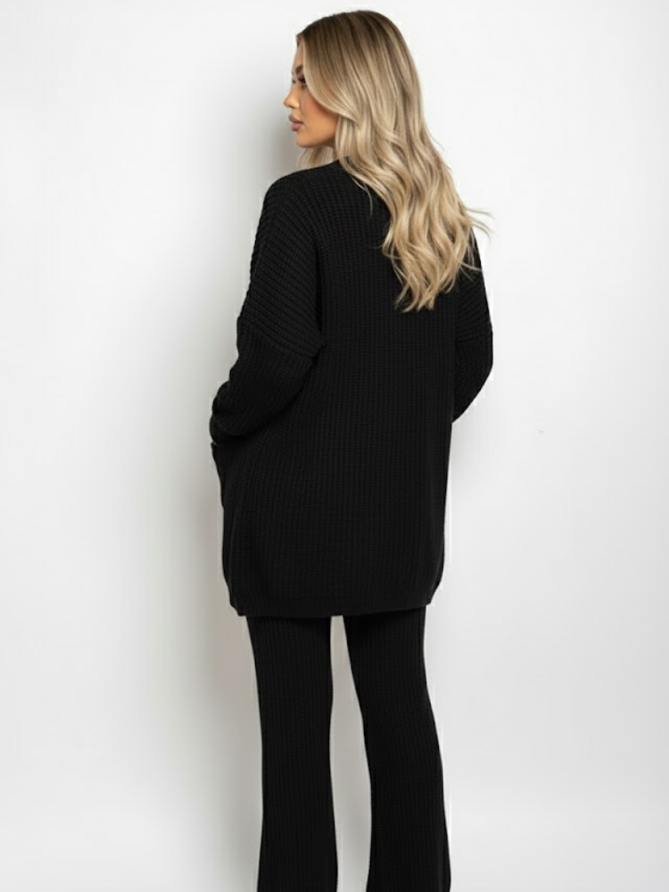 Emma - Knitted Button Up Cardigan Wide Leg Trousers Co-ord Set