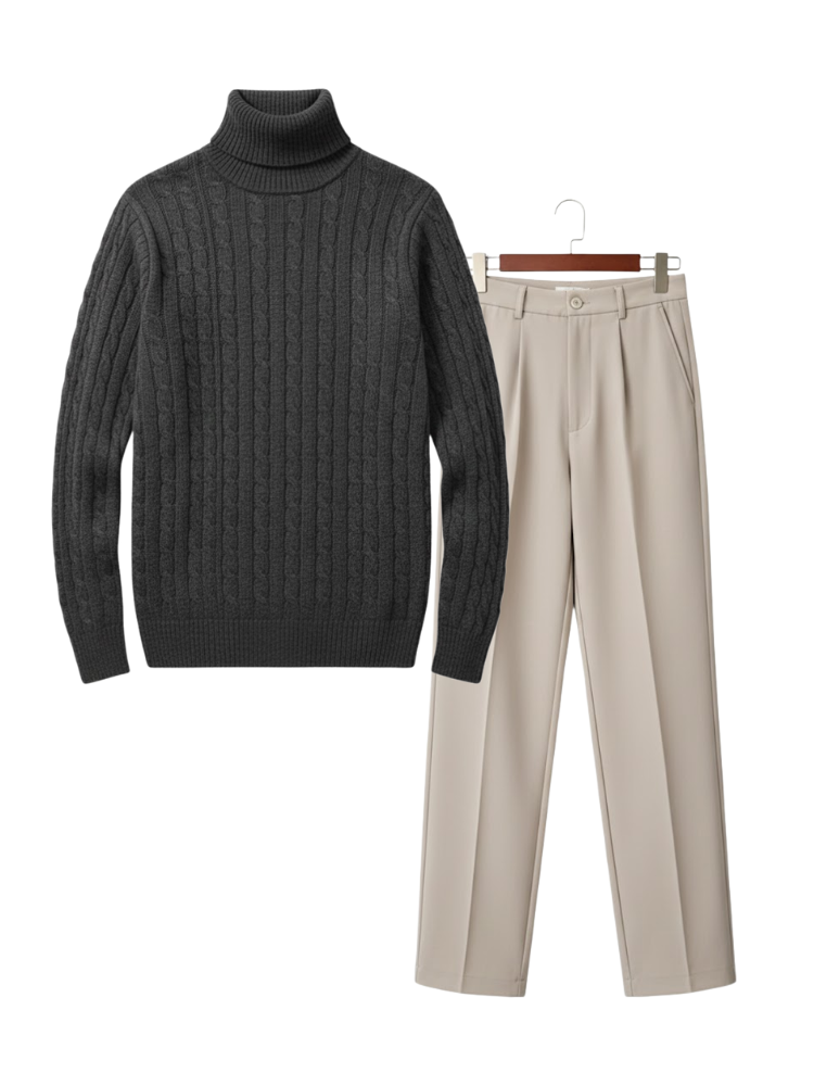 Caliah Classic – Winter Turtleneck Sweater & Trousers Set