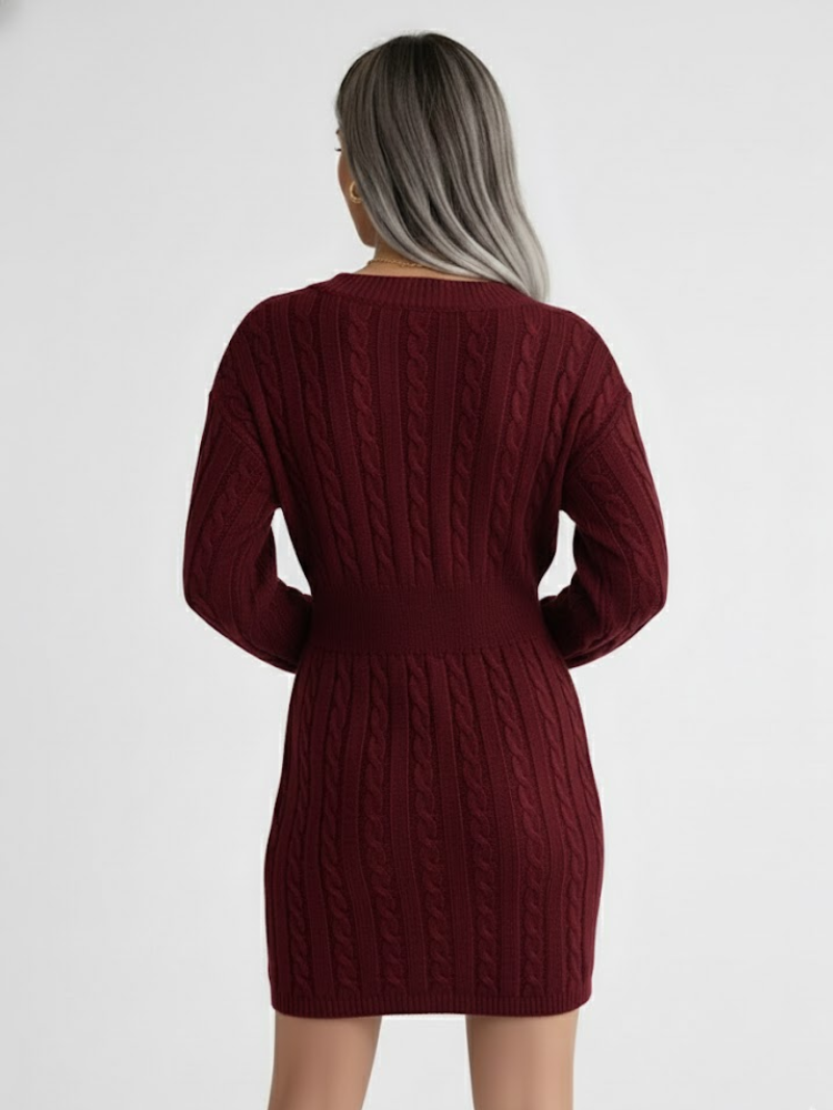 Caliah - Women's V-Neck Sweater Dress