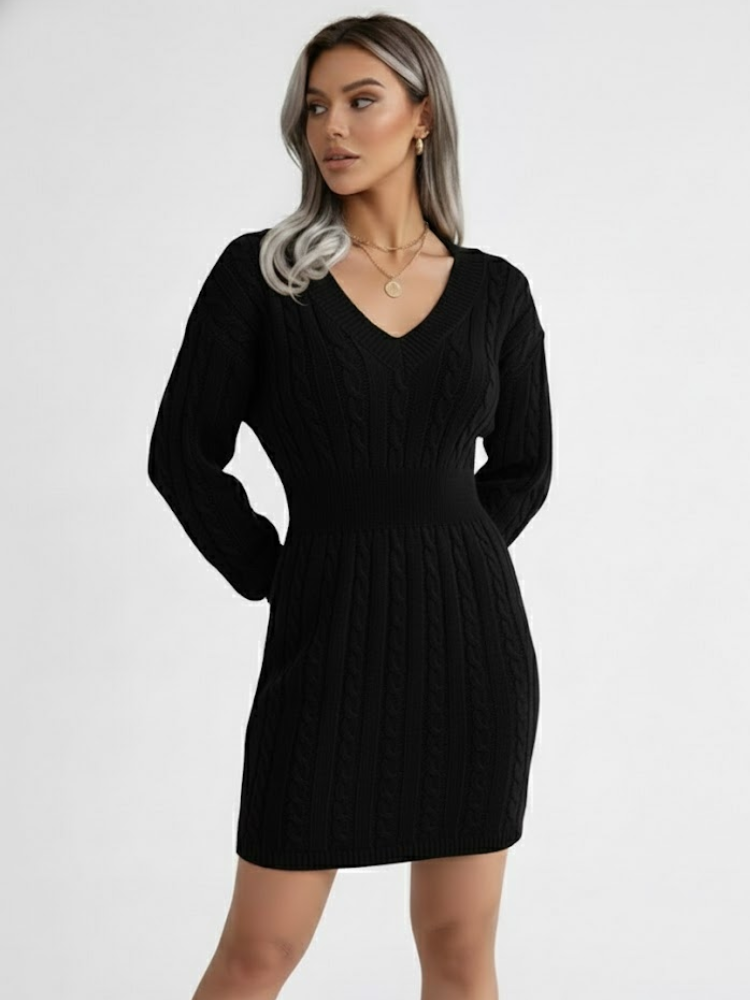 Caliah - Women's V-Neck Sweater Dress