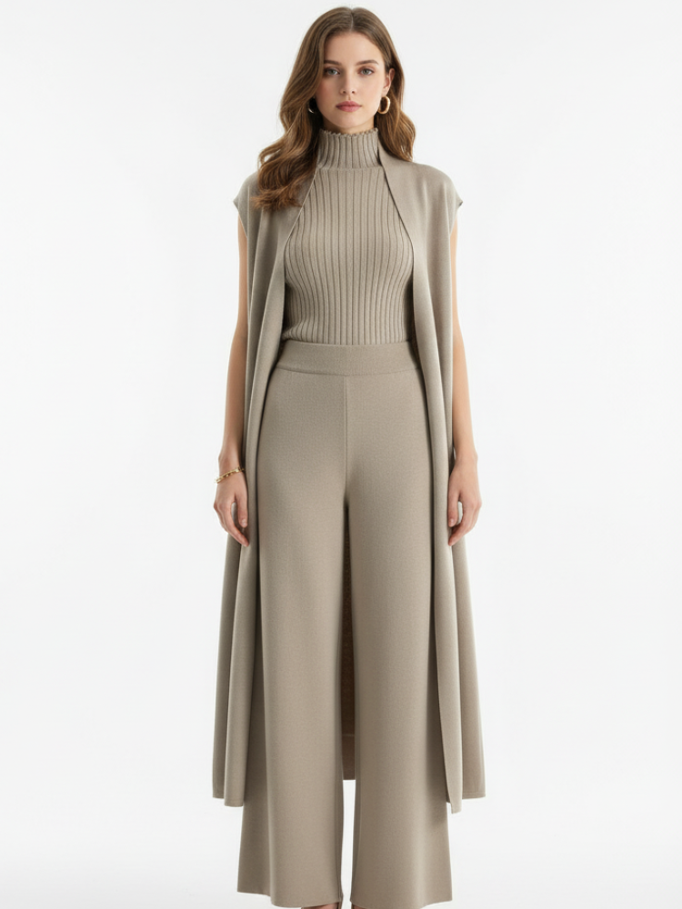 VERENA - Knitted Co-ord Suit – Cardigan, Top & Trousers