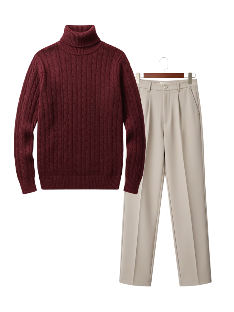 Caliah Classic – Winter Turtleneck Sweater & Trousers Set