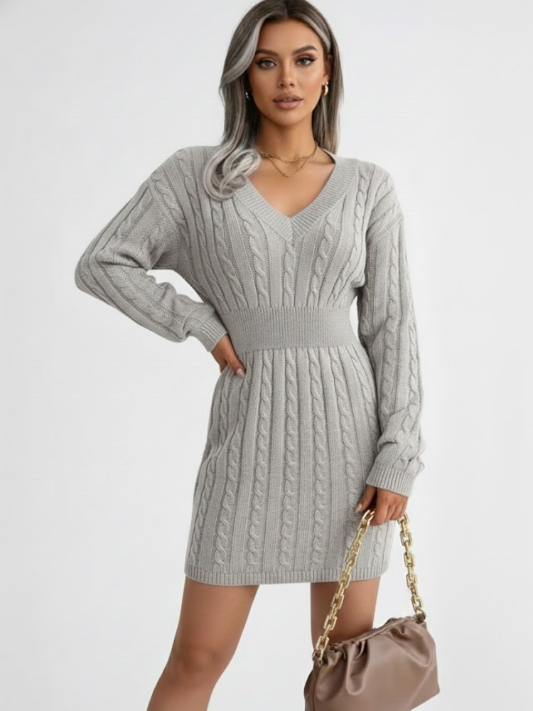 Caliah - Women's V-Neck Sweater Dress