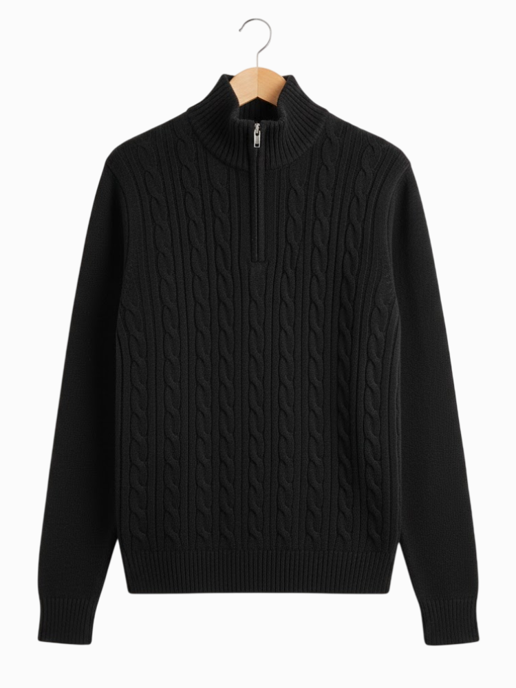 Caliah - Elegant Winter Set Casual Trousers and Texturized Zip Sweater