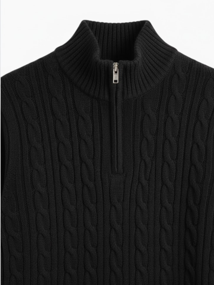 Caliah - Elegant Winter Set Casual Trousers and Texturized Zip Sweater