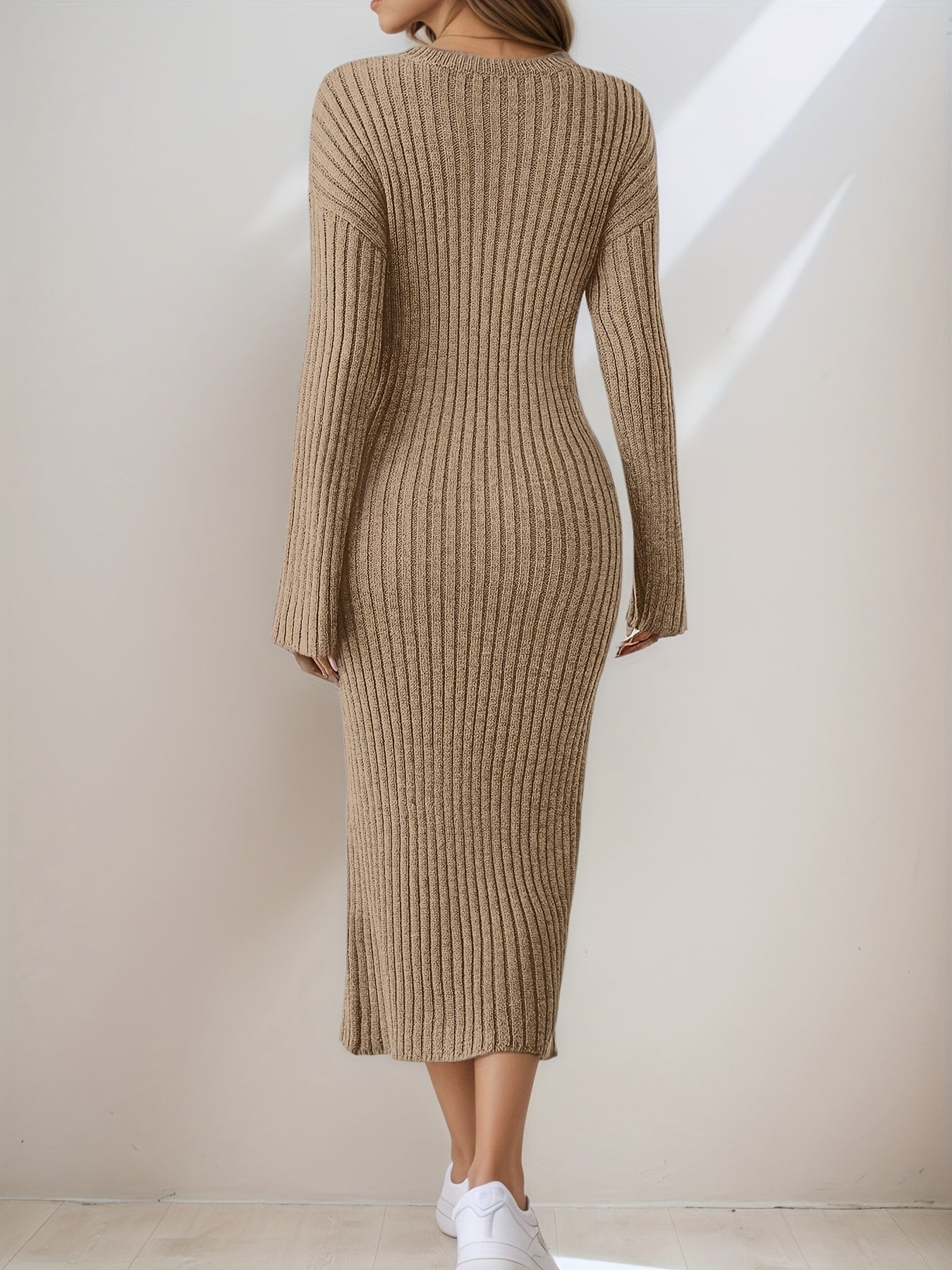 Caliah - Women's Striped Long Sleeve Midi Dress