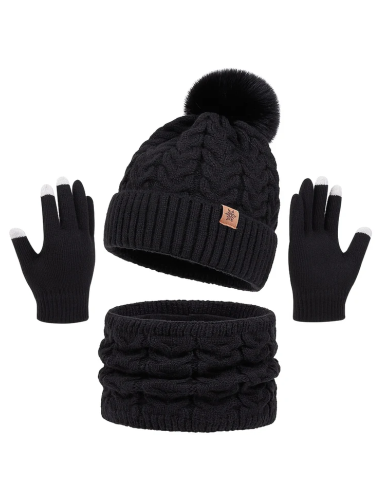 Caliah - 3-Piece Winter Hat Scarf Gloves Set