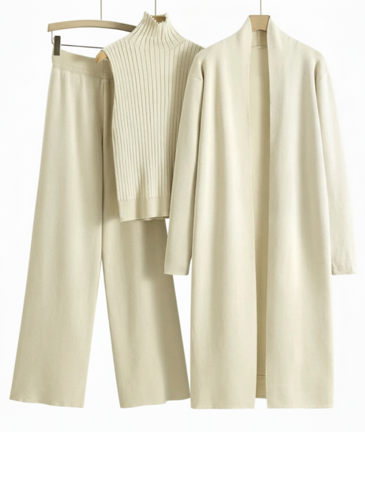 VERENA - Knitted Co-ord Suit – Cardigan, Top & Trousers