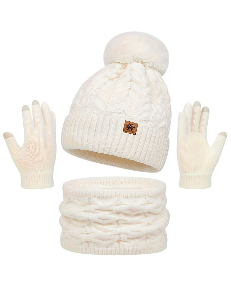 Caliah - 3-Piece Winter Hat Scarf Gloves Set
