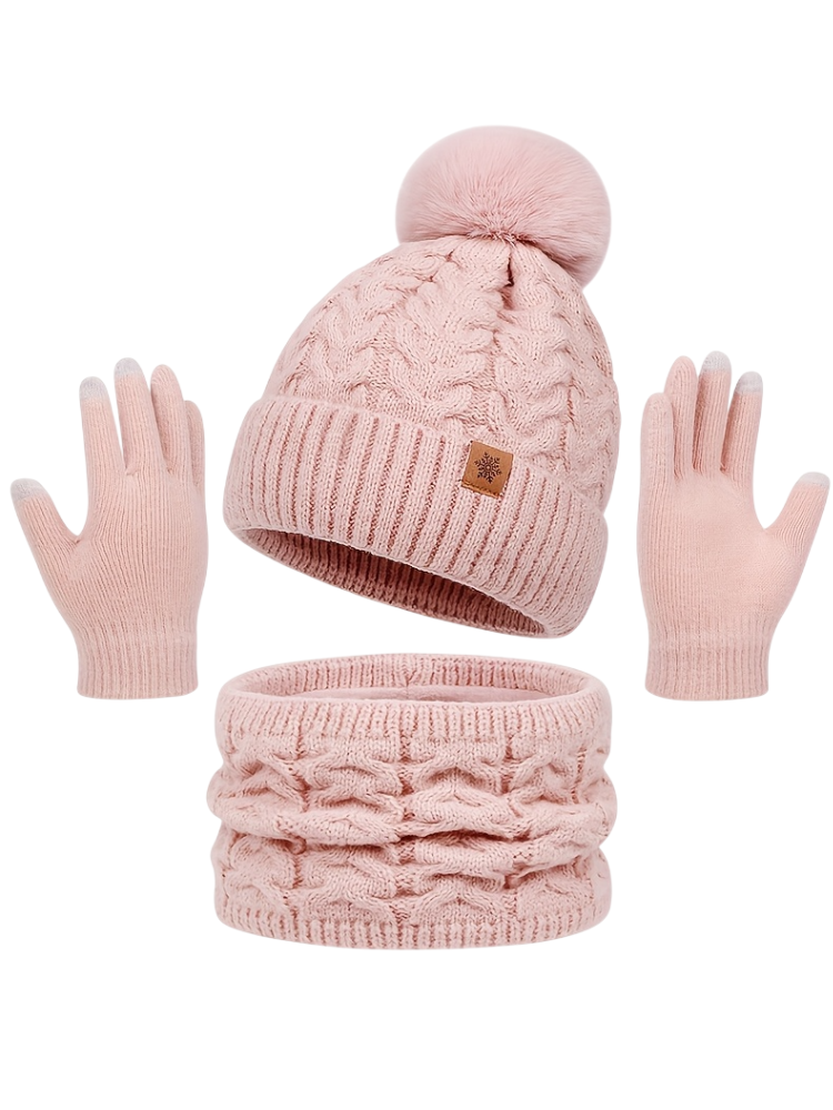 Caliah - 3-Piece Winter Hat Scarf Gloves Set