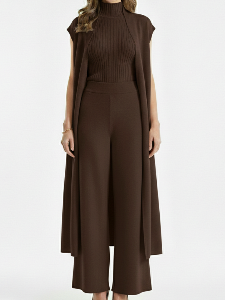 VERENA - Knitted Co-ord Suit – Cardigan, Top & Trousers