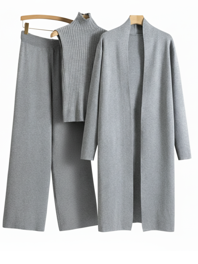 VERENA - Knitted Co-ord Suit – Cardigan, Top & Trousers