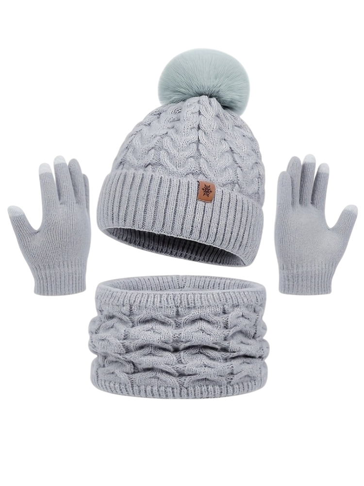 Caliah - 3-Piece Winter Hat Scarf Gloves Set