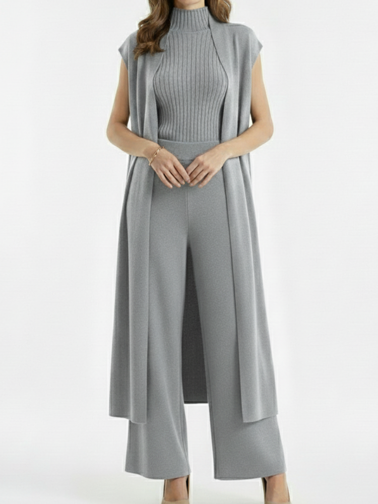 VERENA - Knitted Co-ord Suit – Cardigan, Top & Trousers