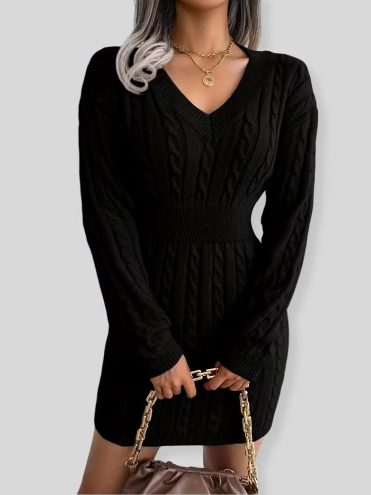Caliah - Women's V-Neck Sweater Dress