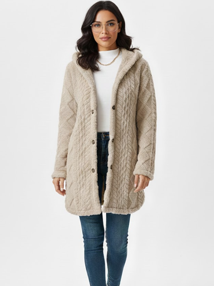 Caliah - Plush Hooded Cardigan Coat