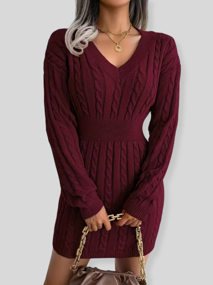 Caliah - Women's V-Neck Sweater Dress