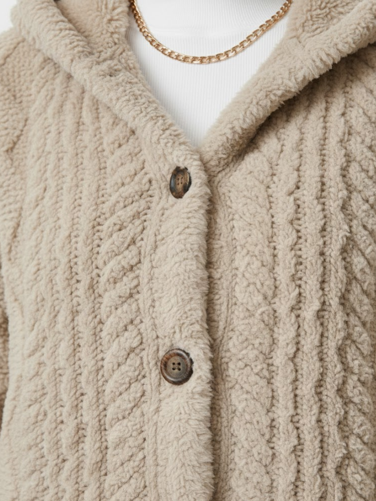 Caliah - Plush Hooded Cardigan Coat