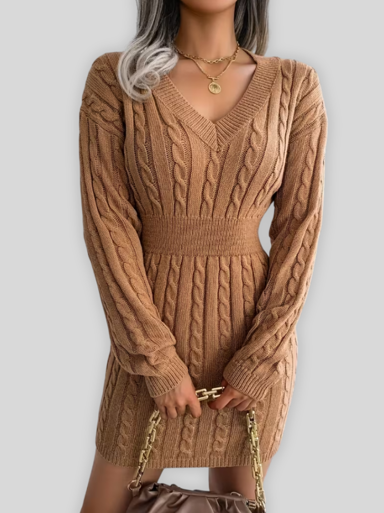 Caliah - Women's V-Neck Sweater Dress