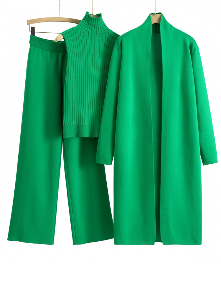 VERENA - Knitted Co-ord Suit – Cardigan, Top & Trousers