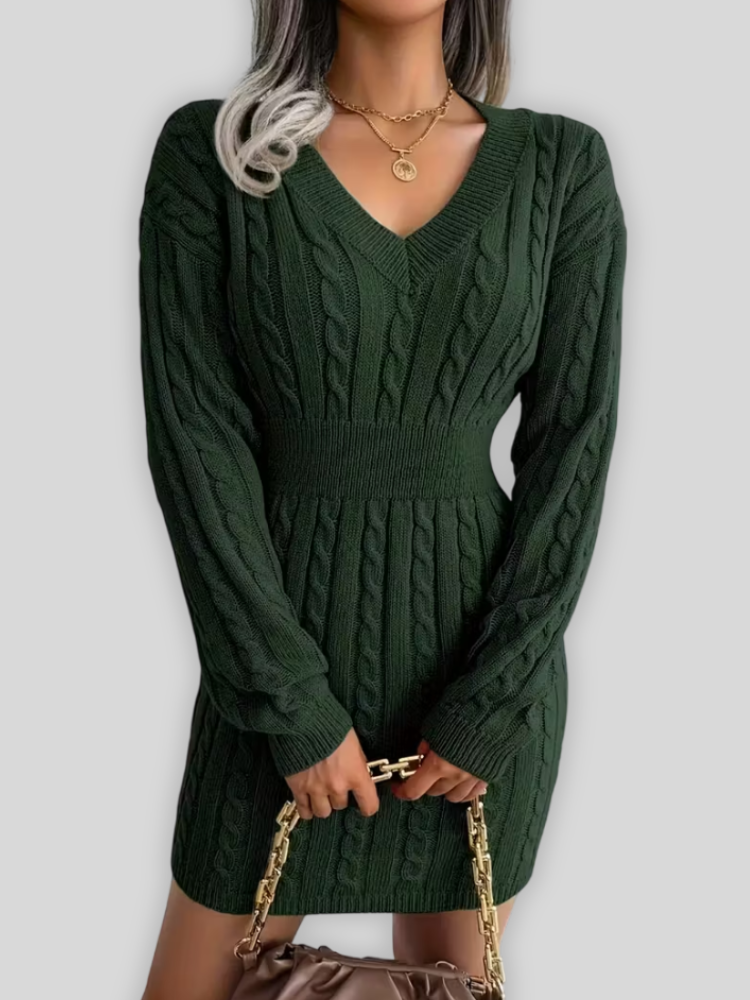 Caliah - Women's V-Neck Sweater Dress
