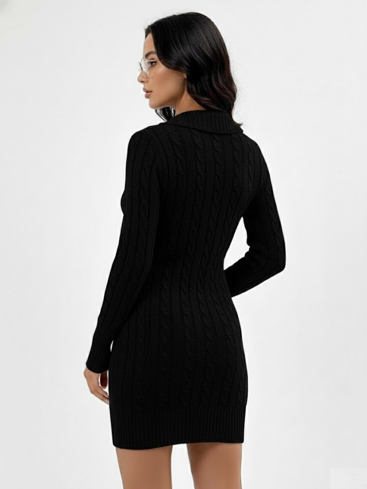Caliah - Elegant Christmas V-Neck Sweater Dress
