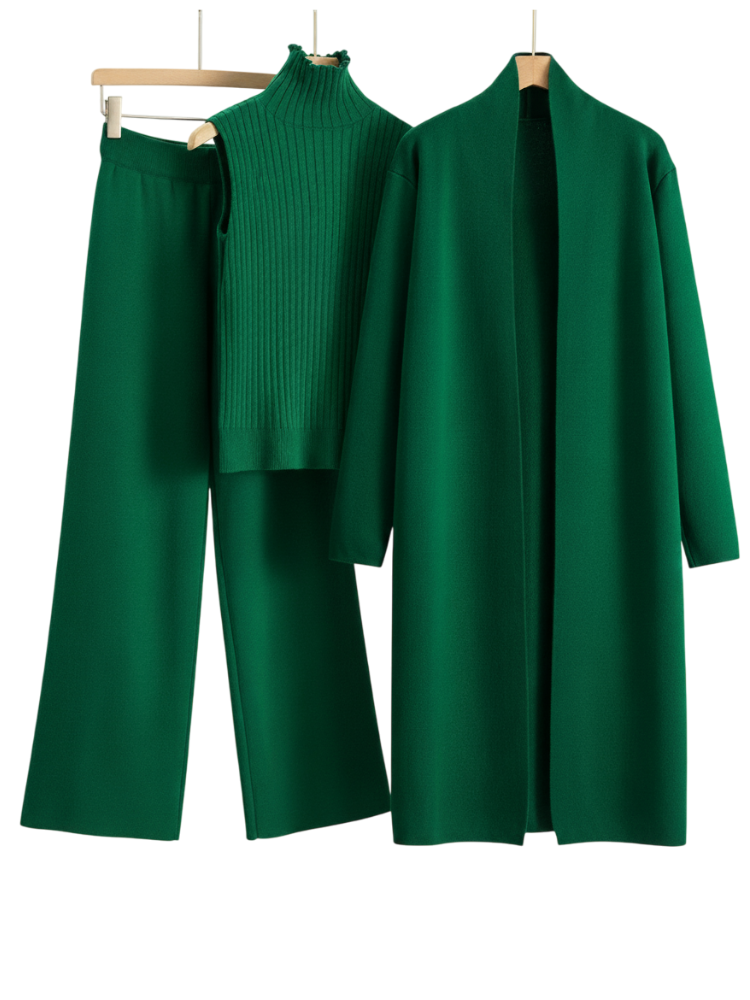 VERENA - Knitted Co-ord Suit – Cardigan, Top & Trousers