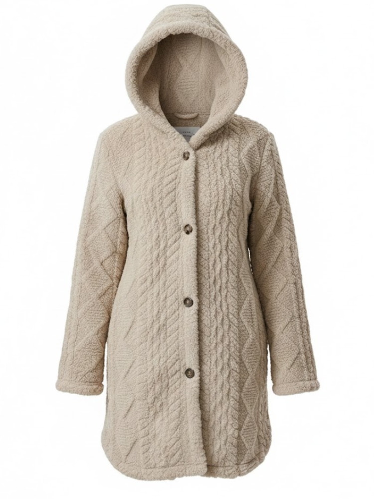 Caliah - Plush Hooded Cardigan Coat