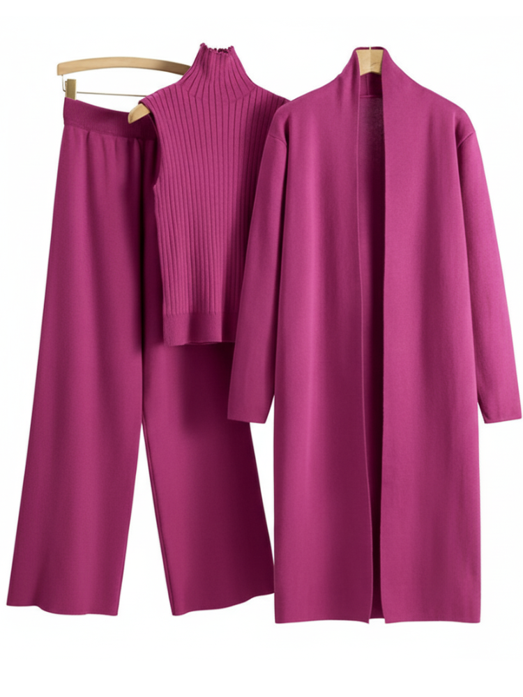 VERENA - Knitted Co-ord Suit – Cardigan, Top & Trousers