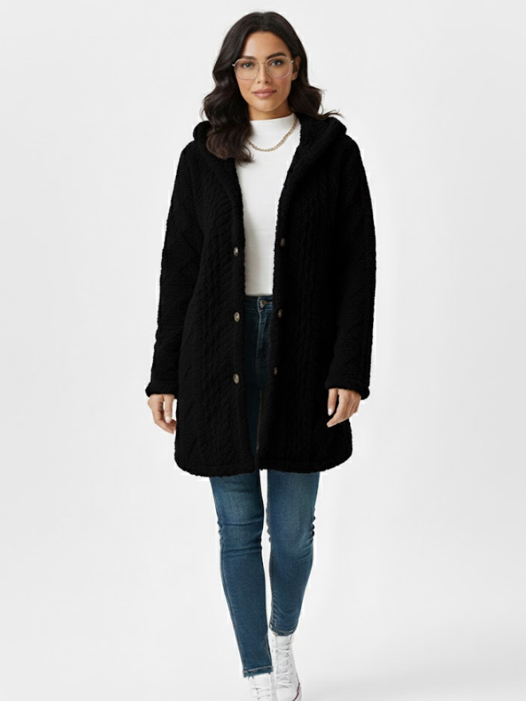 Caliah - Plush Hooded Cardigan Coat