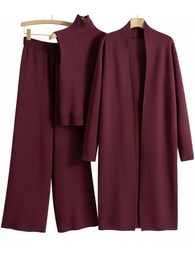 VERENA - Knitted Co-ord Suit – Cardigan, Top & Trousers