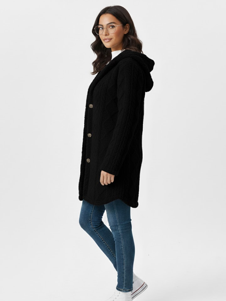 Caliah - Plush Hooded Cardigan Coat