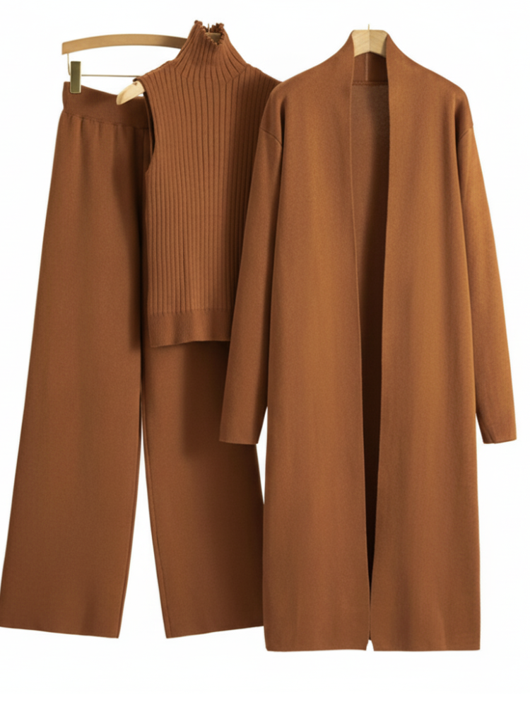 VERENA - Knitted Co-ord Suit – Cardigan, Top & Trousers