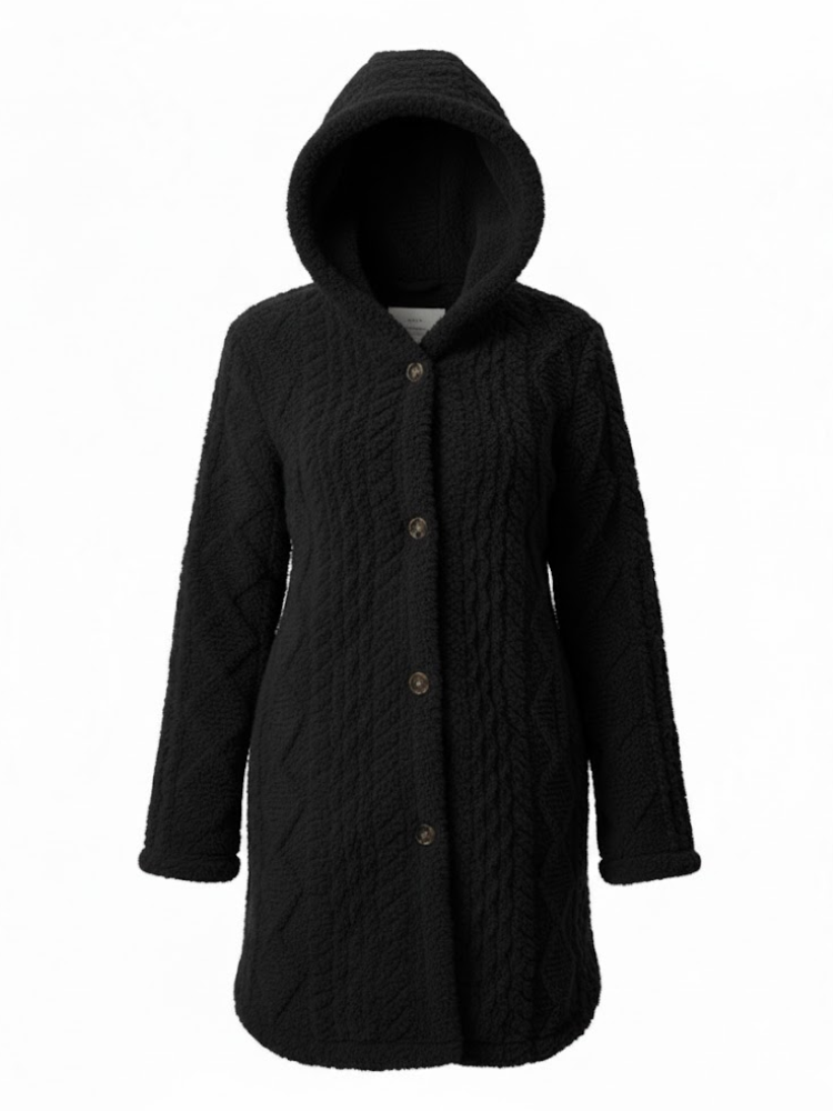 Caliah - Plush Hooded Cardigan Coat