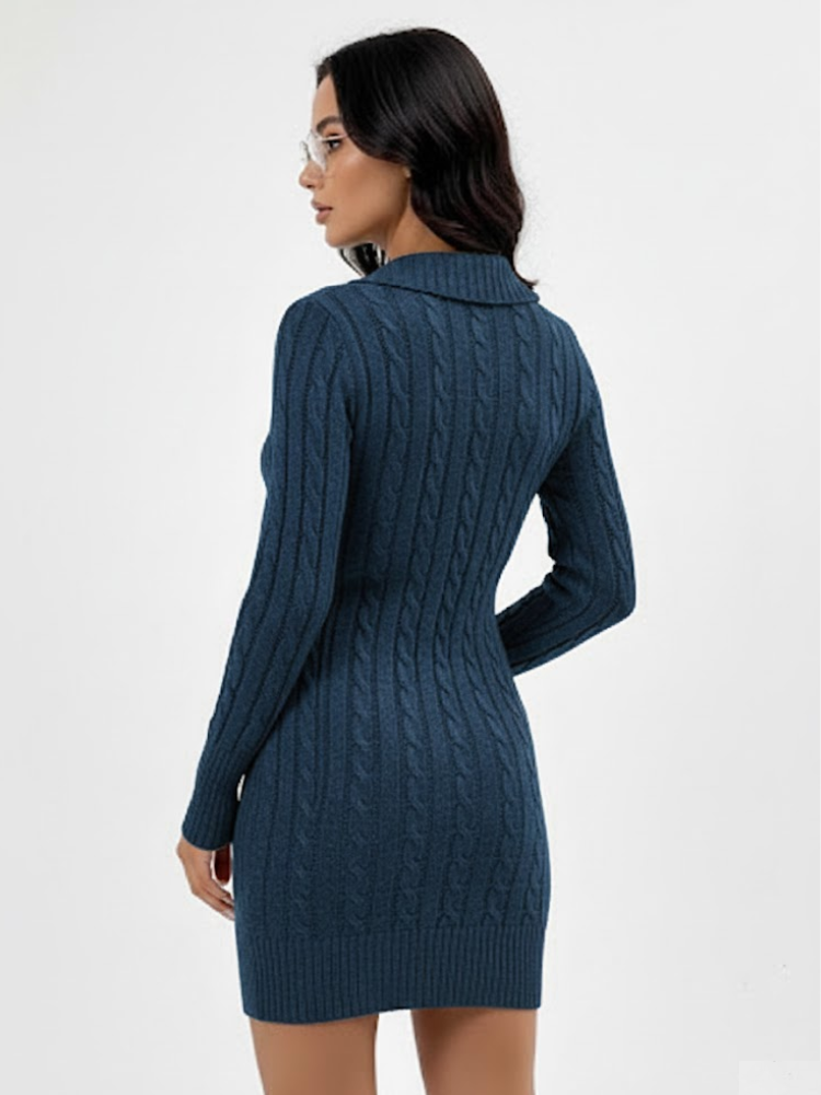 Caliah - Elegant Christmas V-Neck Sweater Dress