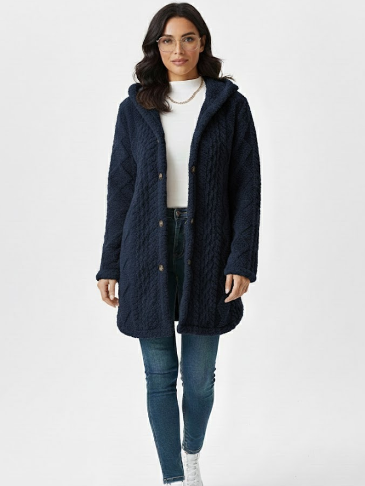 Caliah - Plush Hooded Cardigan Coat