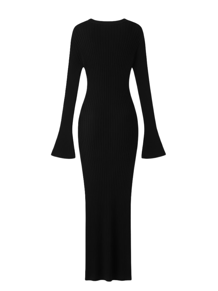 Caliah - Women's Striped Long Sleeve Midi Dress