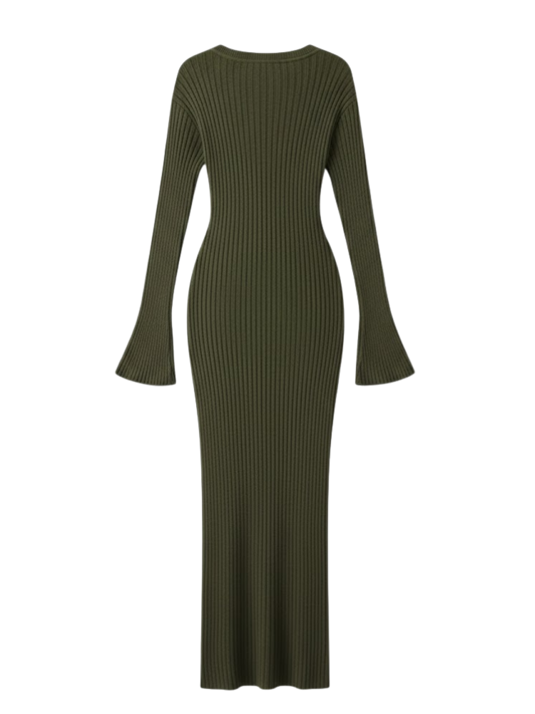 Caliah - Women's Striped Long Sleeve Midi Dress