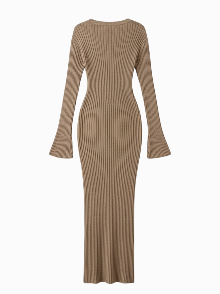 Caliah - Women's Striped Long Sleeve Midi Dress