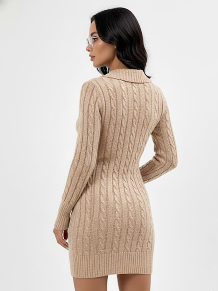 Caliah - Elegant Christmas V-Neck Sweater Dress