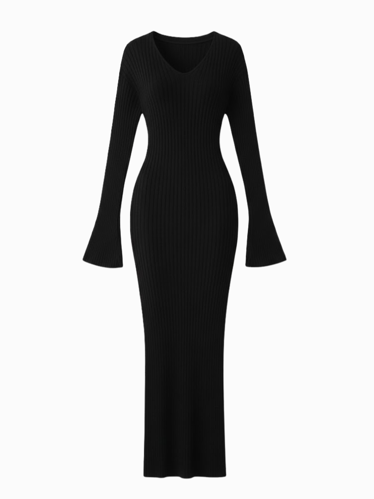 Caliah - Women's Striped Long Sleeve Midi Dress