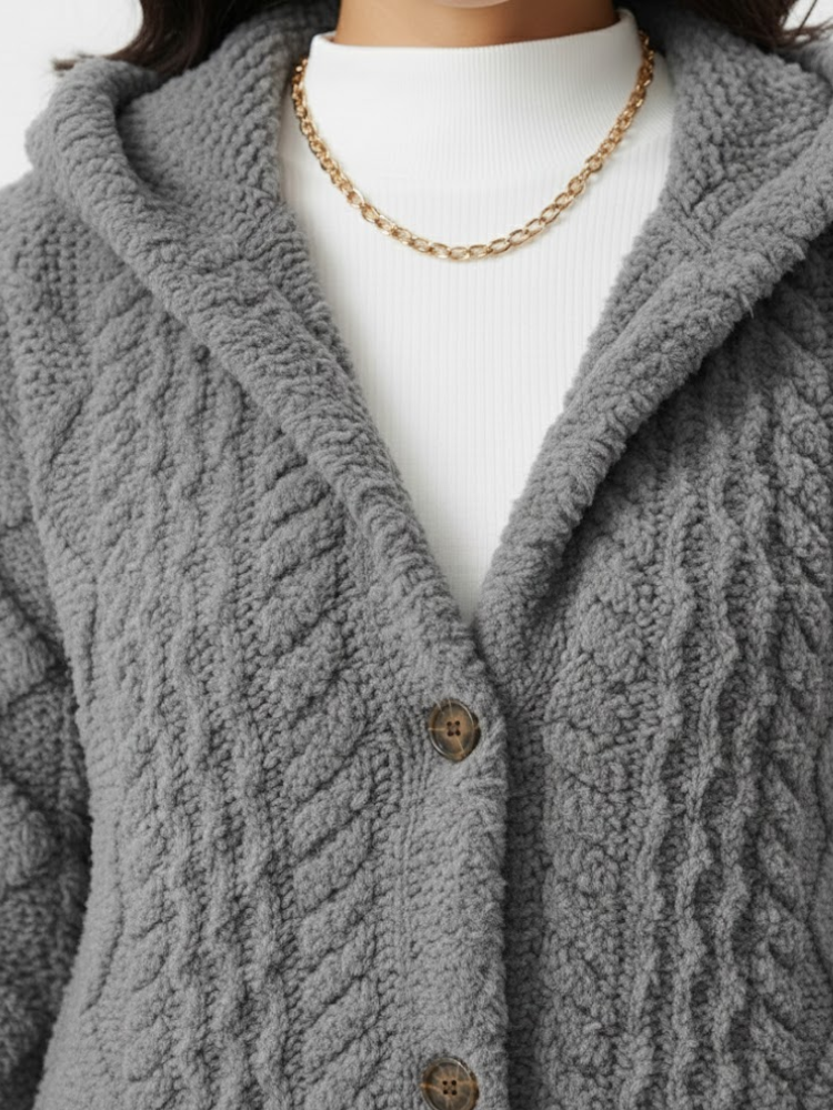 Caliah - Plush Hooded Cardigan Coat