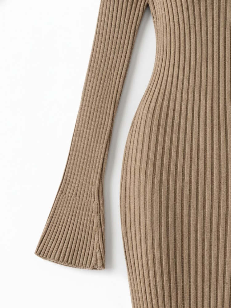 Caliah - Women's Striped Long Sleeve Midi Dress